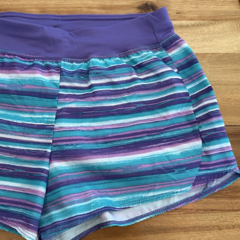 Athletic Works DriWorks Girls Active Running Shorts Purple Teal Lined Size 14/16